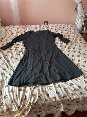 Black Long-Sleeve Fit-and-Flare Dress